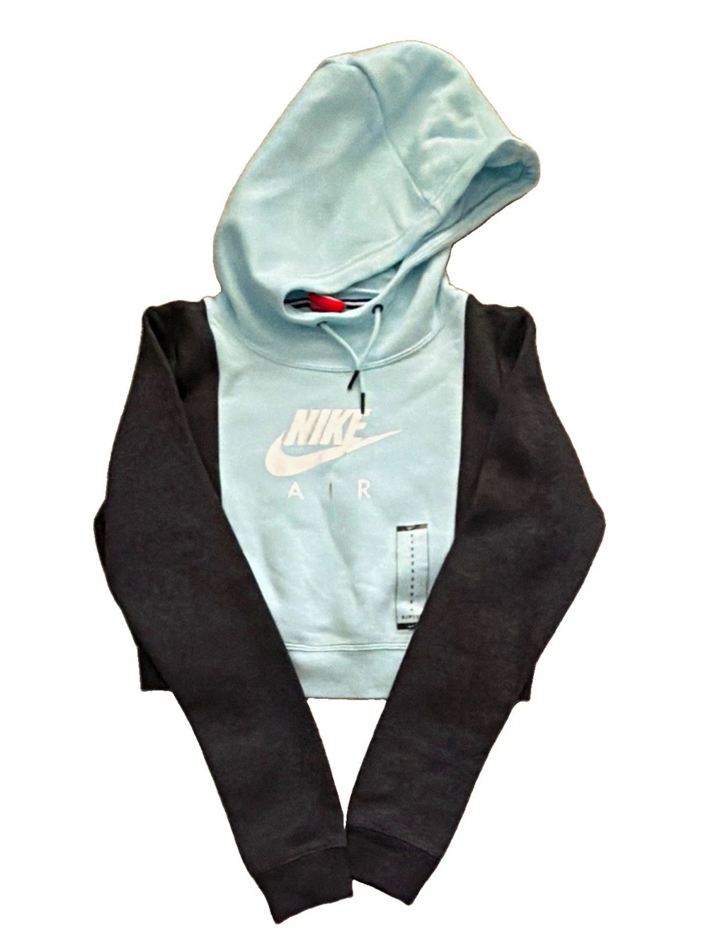 Nike Air Swoosh Two-Tone Cropped Hoodie - Light Blue/Charcoal Women’s S NWOT